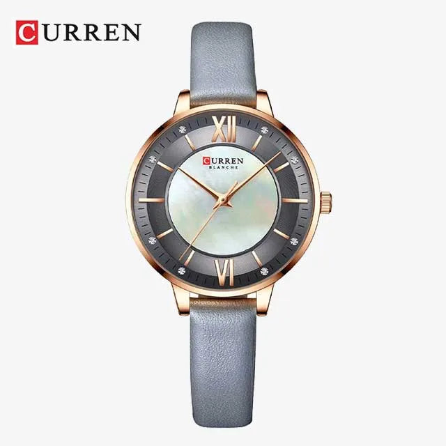 curren women roman dial leather strap waterproof watch cu9080 gallery img 4 jpg