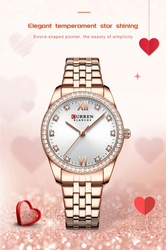 ساعة CURREN النسائية المصنوعة من الفولاذ المقاوم للصدأ (9086)