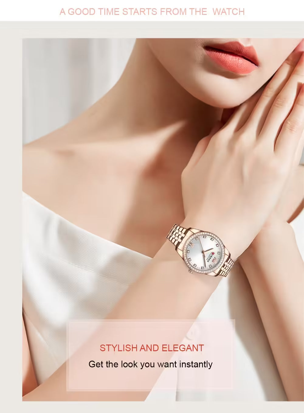 ساعة CURREN النسائية المصنوعة من الفولاذ المقاوم للصدأ (9086)