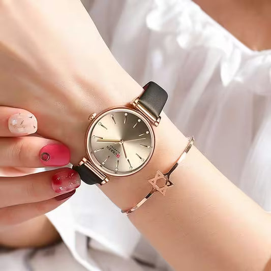 CURREN Women Zircon Leather Watch (CU9081)
