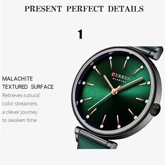 CURREN Women Zircon Leather Watch (CU9081)