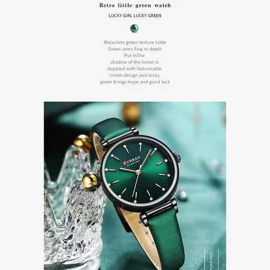 CURREN Women Zircon Leather Watch (CU9081)