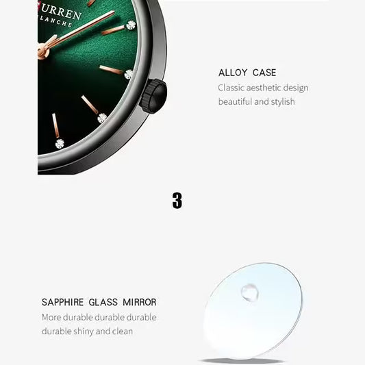 CURREN Women Zircon Leather Watch (CU9081)