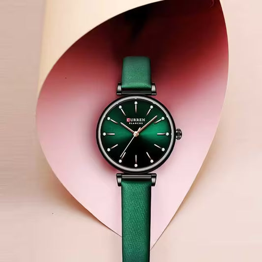 CURREN Women Zircon Leather Watch (CU9081)