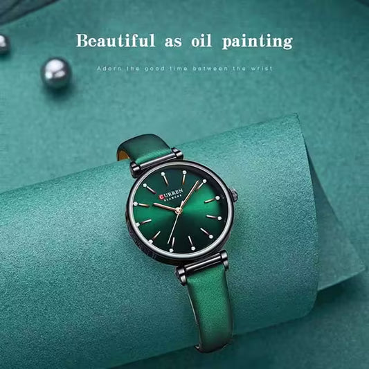 CURREN Women Zircon Leather Watch (CU9081)