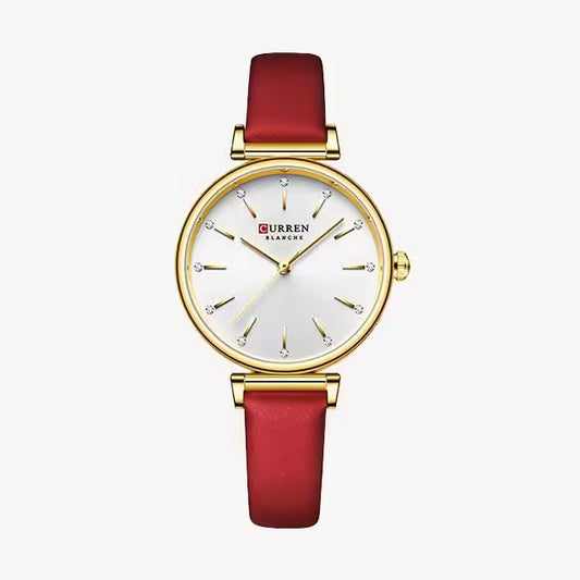CURREN Women Zircon Leather Watch (CU9081)