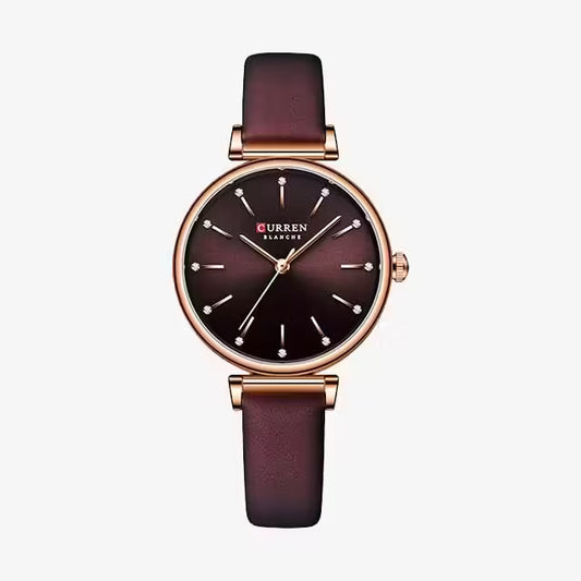 CURREN Women Zircon Leather Watch (CU9081)