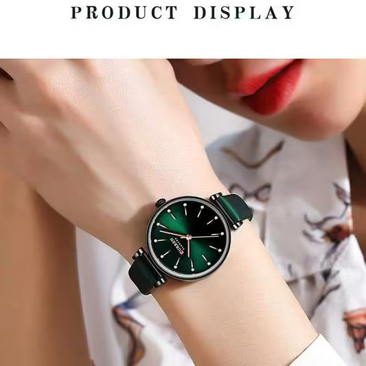 CURREN Women Zircon Leather Watch (CU9081)
