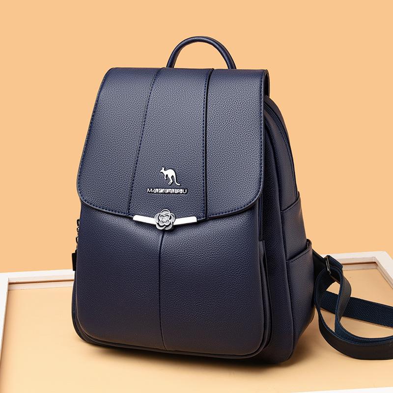 Women's Metal Flower Trim Backpack – Stylish Casual School & Everyday Shoulder Bag