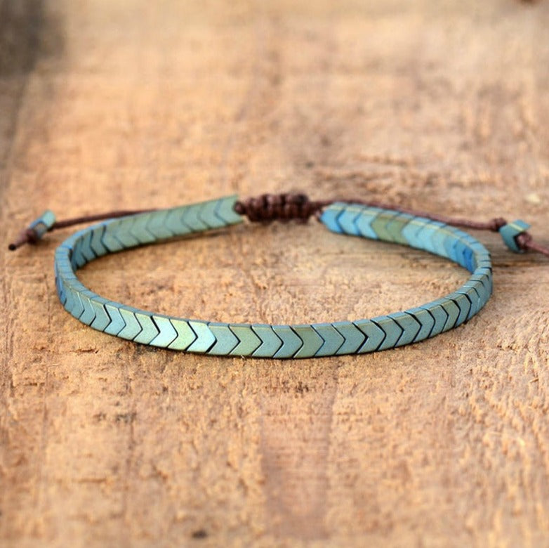 Minimalist Chevron Beaded Bracelet – Adjustable Handmade Boho Bracelet for Men & Women