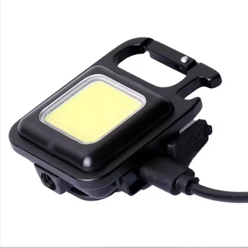 USB Rechargeable COB LED Keychain Flashlight – Portable Mini Work Light with Keyring for Camping, Emergency, Car Repair & Outdoor Use