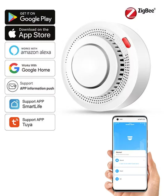Détecteur de fumée intelligent Tuya ZigBee - Alarme incendie pour système de sécurité domestique, intégration à l'application Smart Life