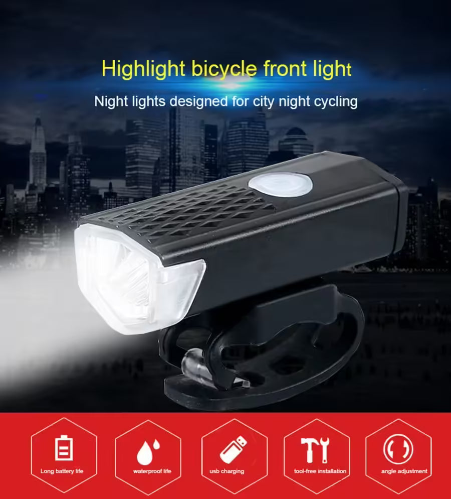 USB Rechargeable Bike Light Set Front and Taillight with 3 Modes | Easy to Install Bicycle Accessories for Road and MTB