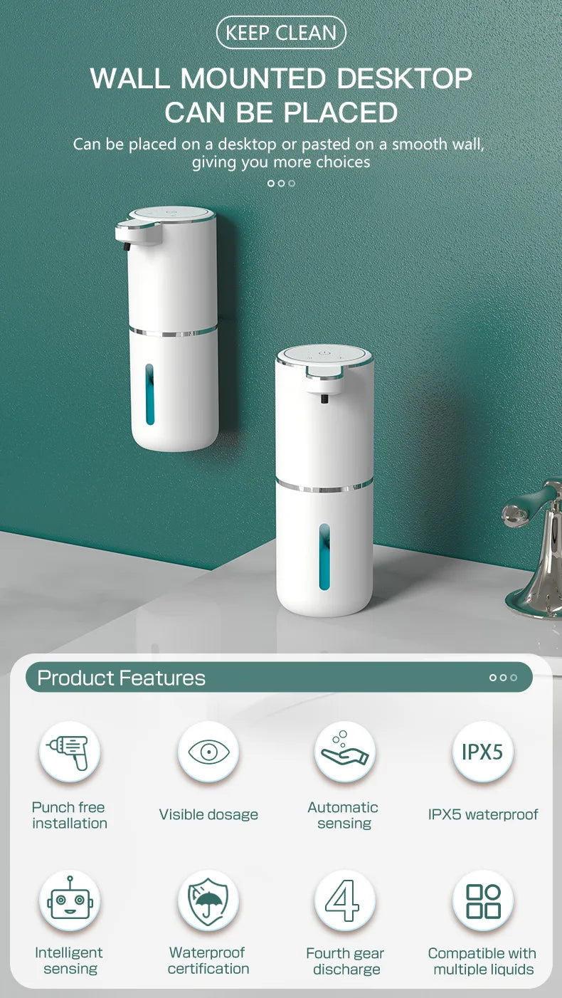P11 Automatic Induction Soap Dispenser Smart Electric Foam Dispenser for Hands-Free Operation, Mobile Phone Design
