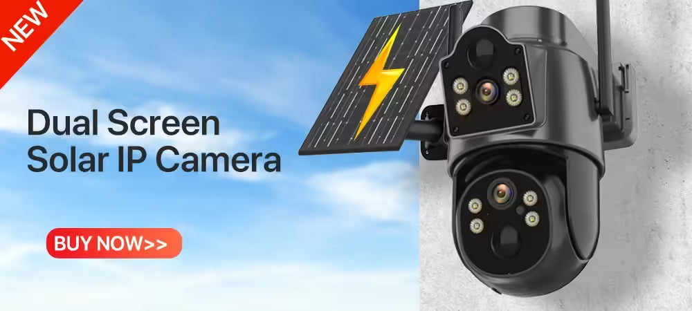 Caméra IP WiFi PTZ 4K 8MP à double objectif et double écran - Surveillance extérieure avec vidéosurveillance HD 4MP, suivi automatique et protection renforcée | Compatible iCSee 
