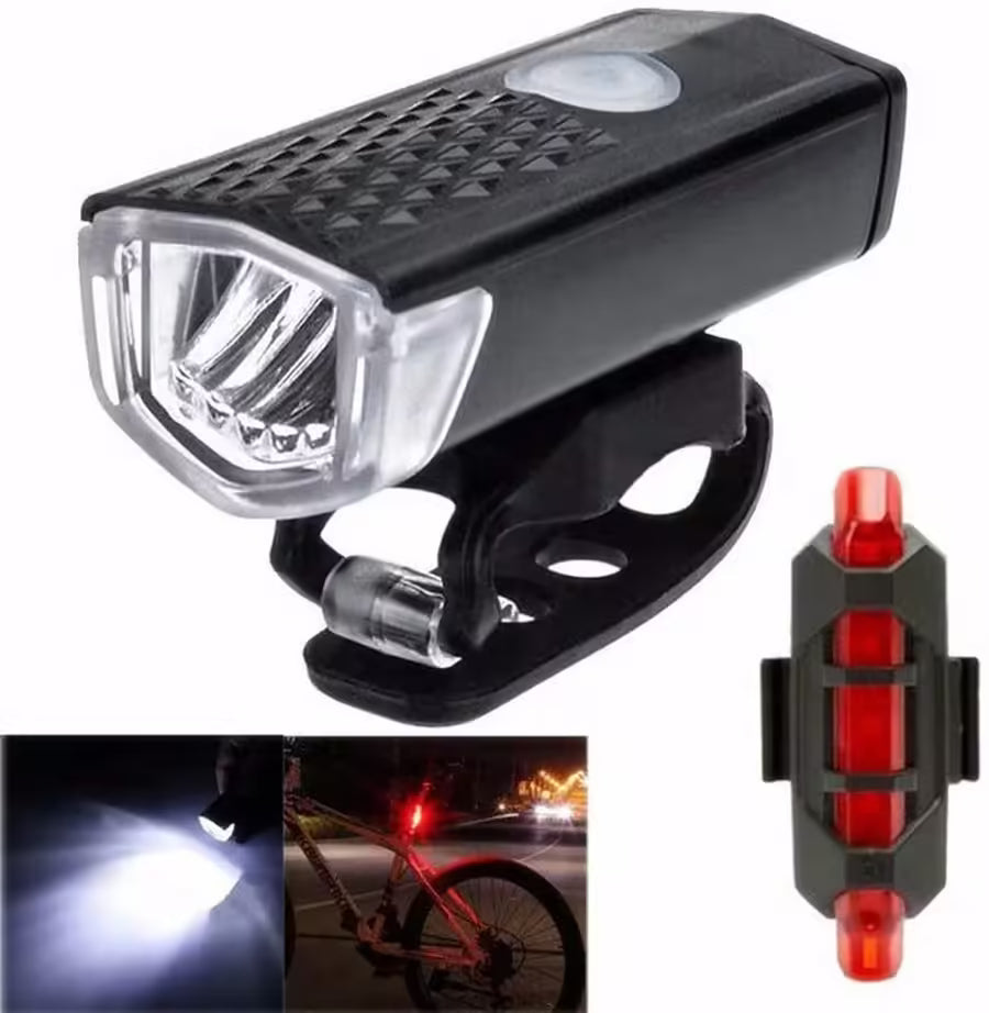 USB Rechargeable Bike Light Set Front and Taillight with 3 Modes | Easy to Install Bicycle Accessories for Road and MTB