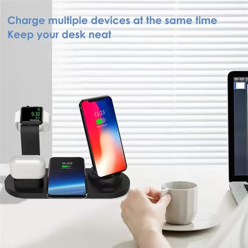 30W 7-in-1 Wireless Charger Stand Pad Fast Charging Dock Station for iPhone 14/13/12 Pro Max, Apple Watch, AirPods Pro, iWatch 8/7