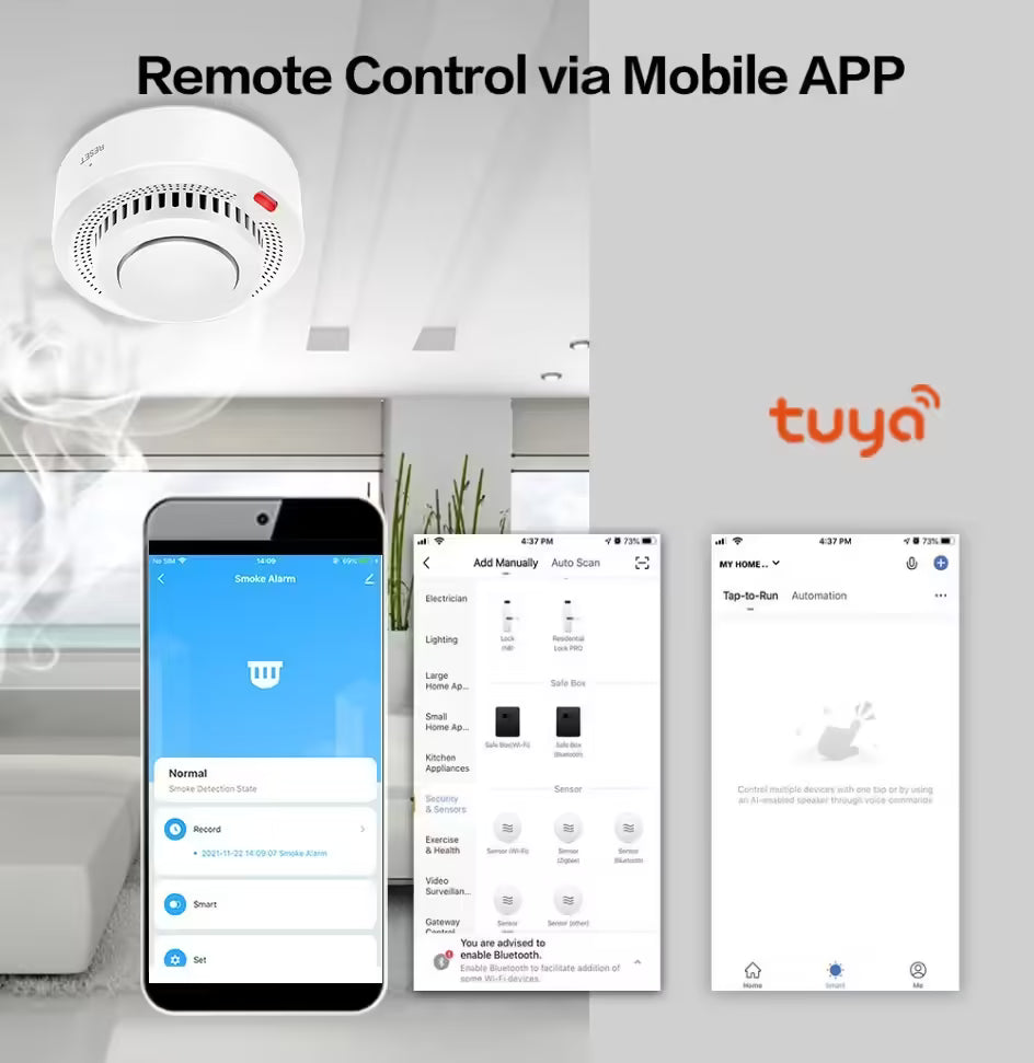 Tuya ZigBee Smart Smoke Detector - Fire Protection Alarm for Home Security System, Smart Life App Integration