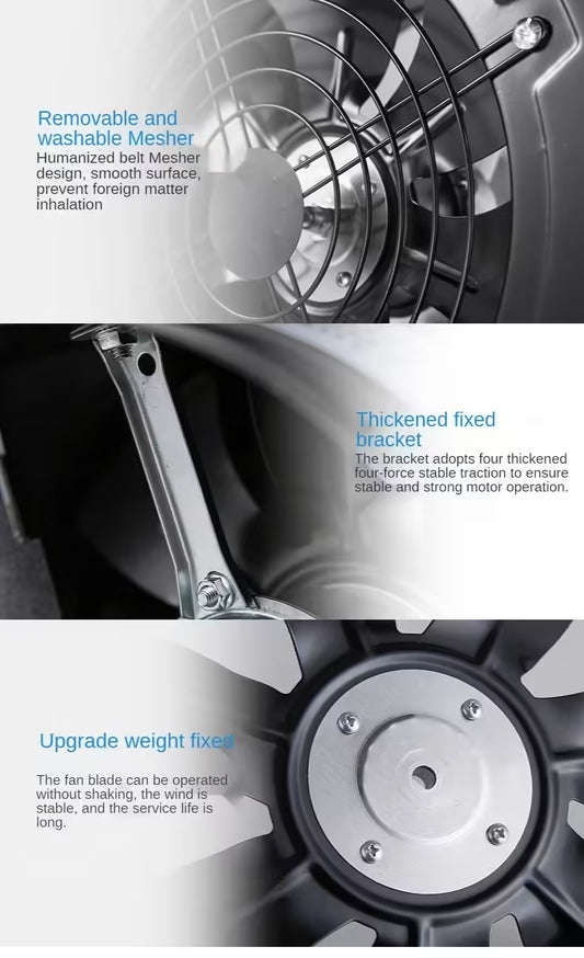 10-Inch High-Speed Exhaust Fan | Kitchen Wall & Window Ventilator | Industrial Metal Pipe Extractor for Efficient Air Circulation