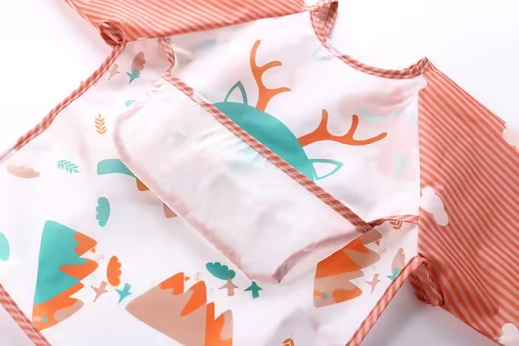 Baby Long Sleeve Waterproof Scarf Toddler Art Smock Feeding Bib Apron with Pocket | Infant Boys & Girls Burp Cloth Banana Bibs (1-3 Years)