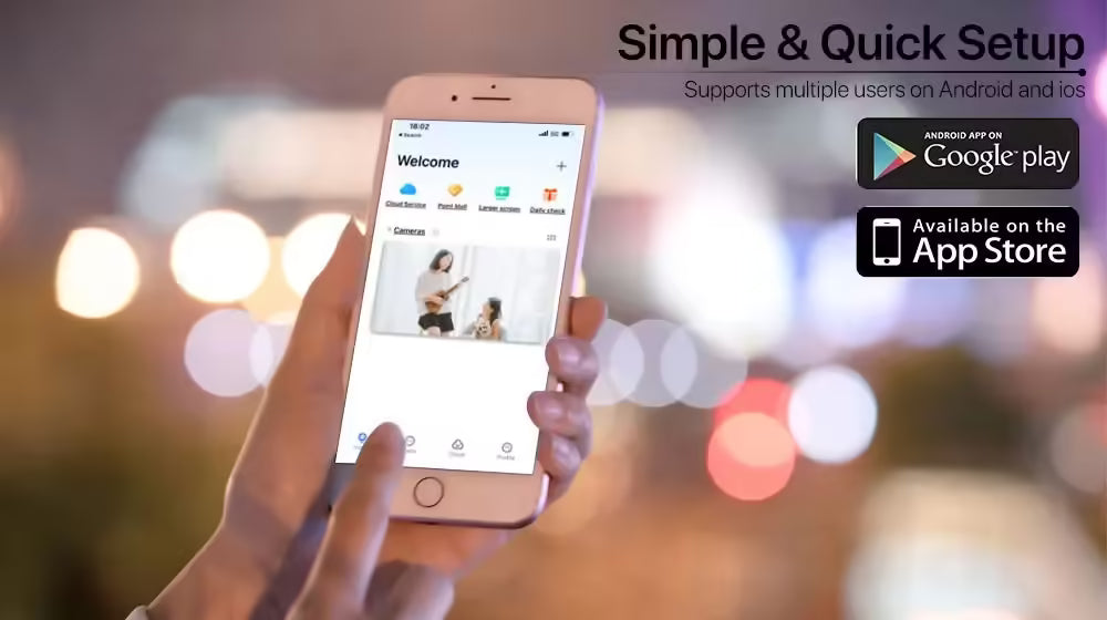 4K 8MP PTZ WiFi Camera Dual Lens Dual Screen IP Camera - Outdoor CCTV Surveillance with 4MP HD, Auto Tracking, Security Protection | iCSee Compatible