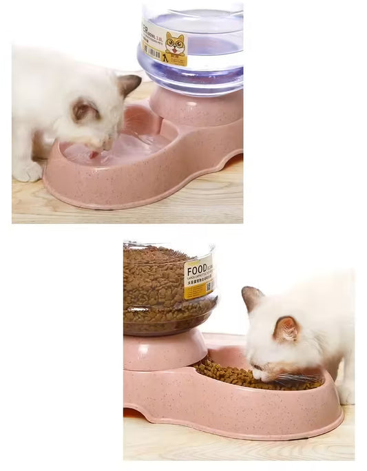 Automatic Dog Feeder with Plastic Water Bottle – Cat Bowl and Pet Water Dispenser for Convenient Feeding