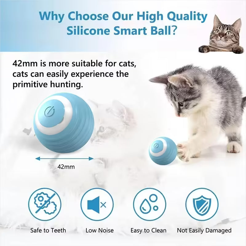 1PC Pet Gravity Intelligent Rolling Ball Cat Toy Self-Charging Teaser Ball for Boredom Relief & Kitten Play