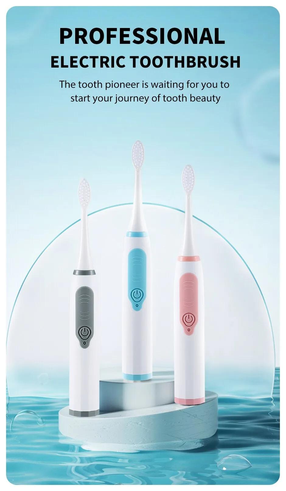 Brosse à dents électrique sonique pour hommes et femmes, non rechargeable, soins personnels