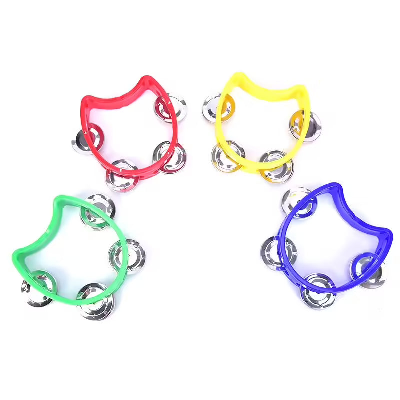 Hand-Held Tambourine with Metal Bells Plastic Rattle Ball Percussion Toy for Kids, KTV Party & Musical Games