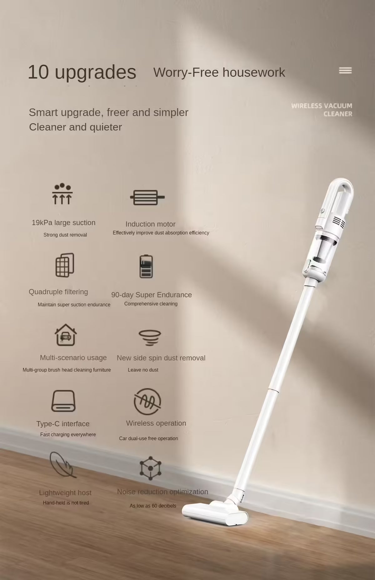 Powerful 19000Pa Wireless Car Vacuum Cleaner - Portable Handheld Multifunction Cleaning Machine for Home Appliances