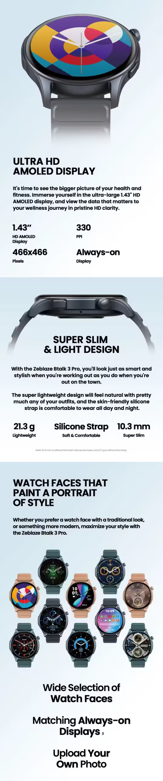 [World Premiere] Zeblaze Btalk 3 Pro Smart Watch - AMOLED Display, Hi-Fi Bluetooth Calls, Health & Fitness Tracking - Stylish & Functional