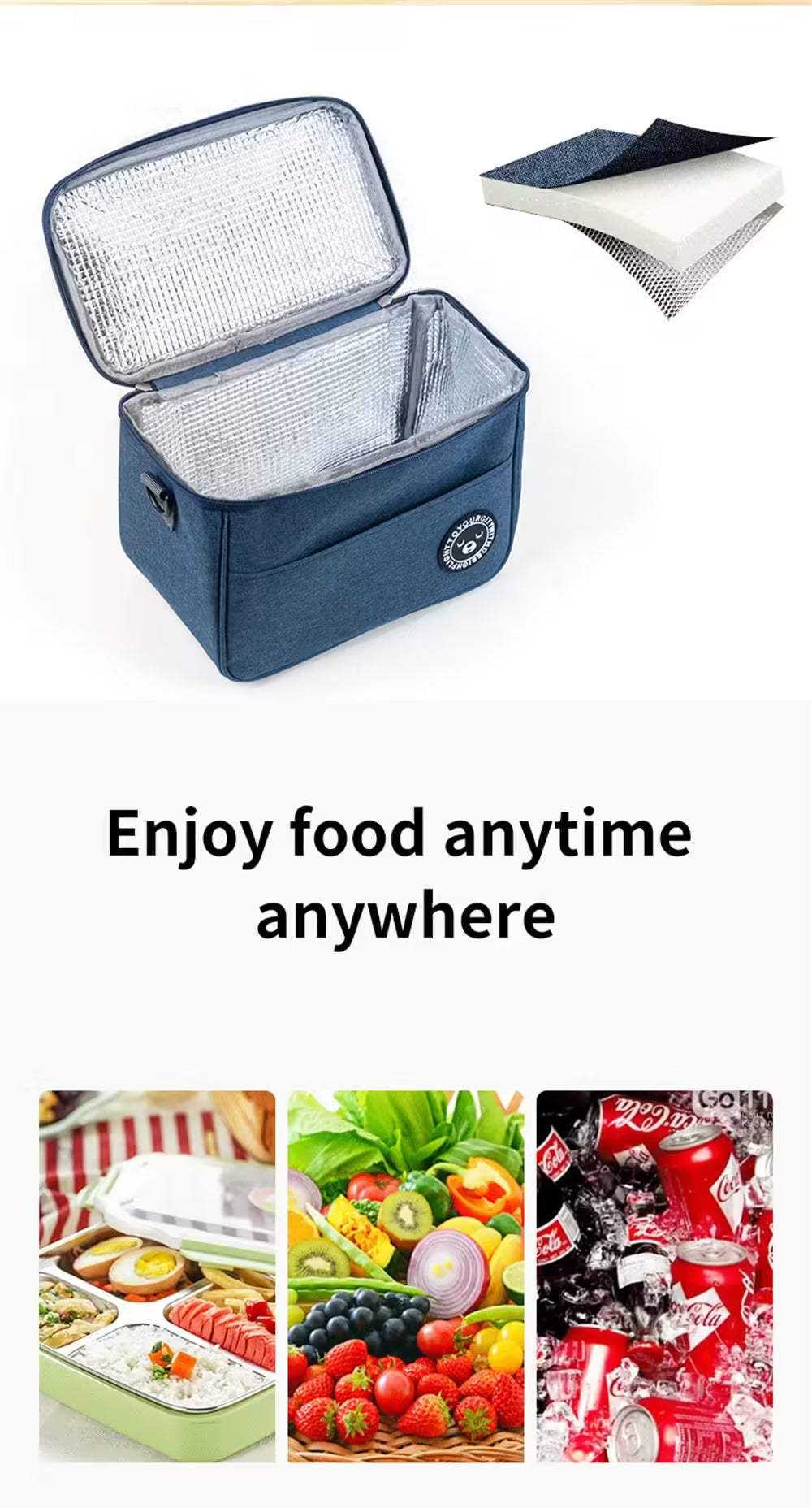 Portable Lunch Bag – Durable Waterproof Thermal Food Box | Insulated Cooler Lunchbox with Shoulder Strap for Office