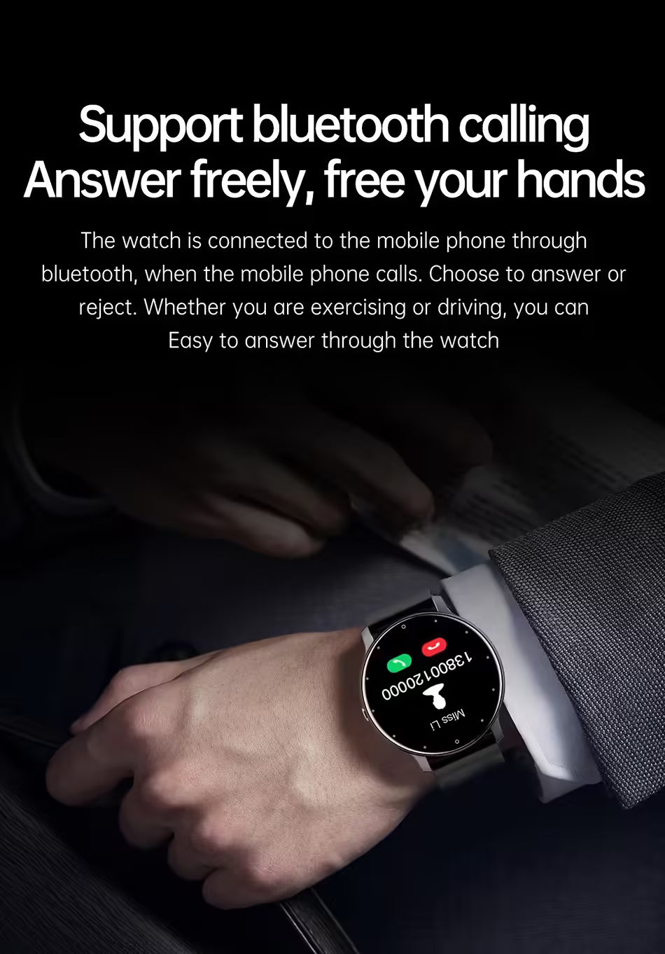 Nouvelle montre connectée pour hommes et femmes - Suivi d'activité en temps réel, moniteur de fréquence cardiaque, montre de sport pour Android et iOS