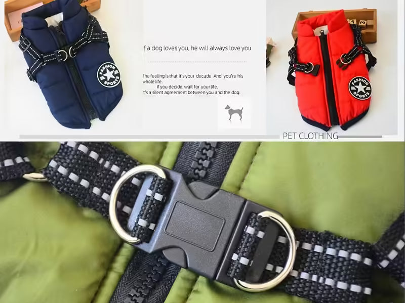 Winter Warm Dog Jacket with Harness Waterproof Coat for Small & Large Dogs | Chihuahua, French Bulldog Outfits