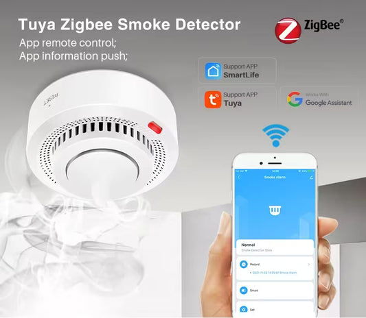 Détecteur de fumée intelligent Tuya ZigBee - Alarme incendie pour système de sécurité domestique, intégration à l'application Smart Life