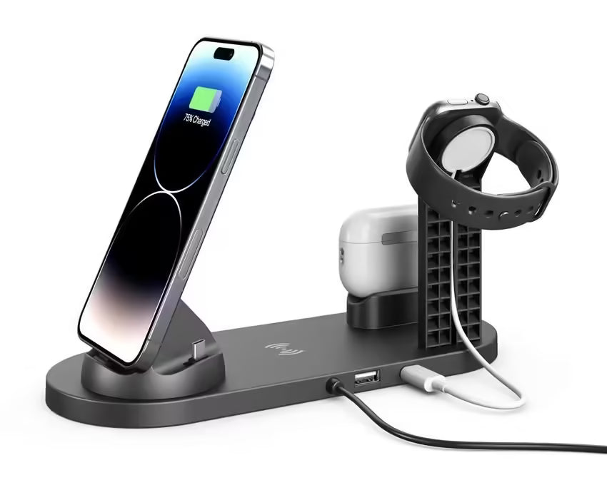 30W 7-in-1 Wireless Charger Stand Pad Fast Charging Dock Station for iPhone 14/13/12 Pro Max, Apple Watch, AirPods Pro, iWatch 8/7