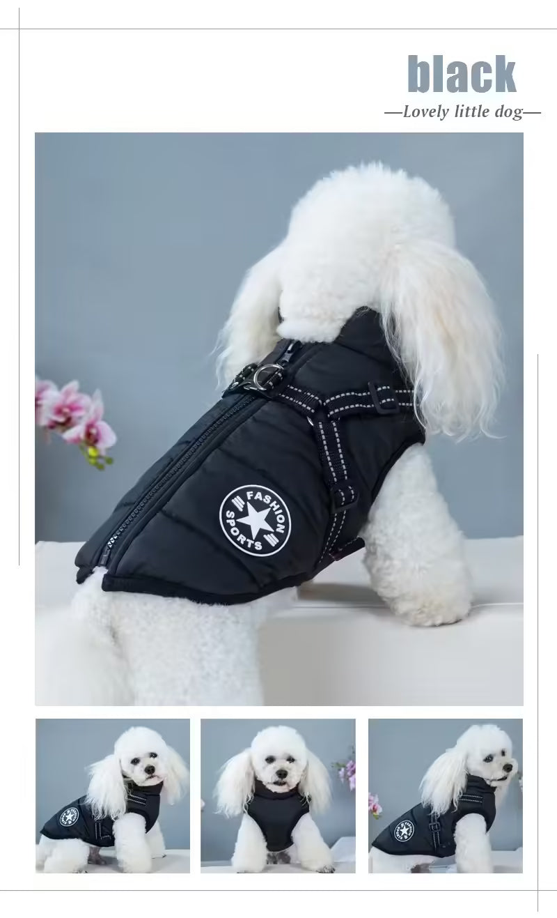 Winter Warm Dog Jacket with Harness Waterproof Coat for Small & Large Dogs | Chihuahua, French Bulldog Outfits