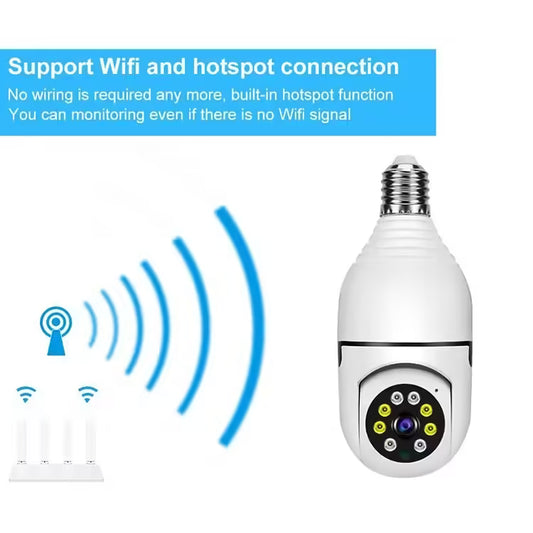 5G Bulb E27 Surveillance Camera - Full Color Night Vision, Automatic Human Tracking & Zoom, Indoor Wi-Fi Security Monitor