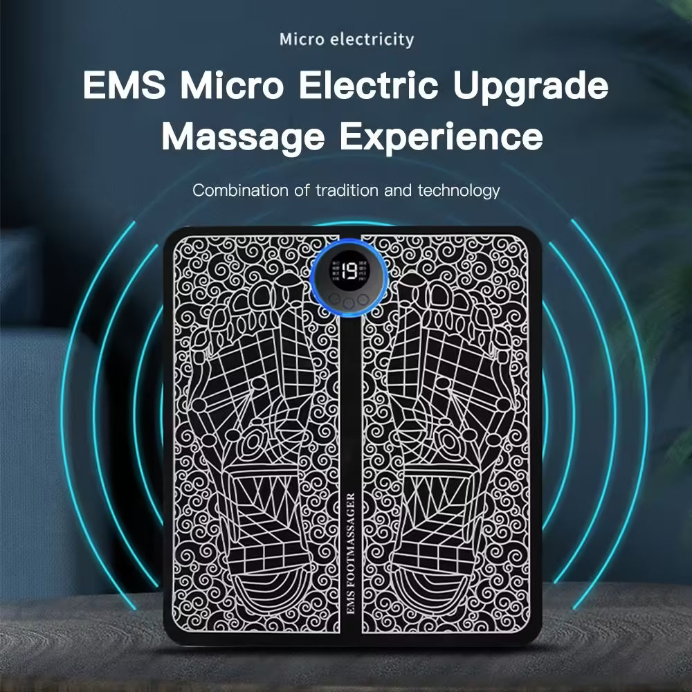 Rechargeable EMS Foot Massager Mat - Electric Foot Relaxation Pads to Relieve Sore Feet, Home Fitness Massage Tool