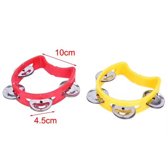 Hand-Held Tambourine with Metal Bells Plastic Rattle Ball Percussion Toy for Kids, KTV Party & Musical Games