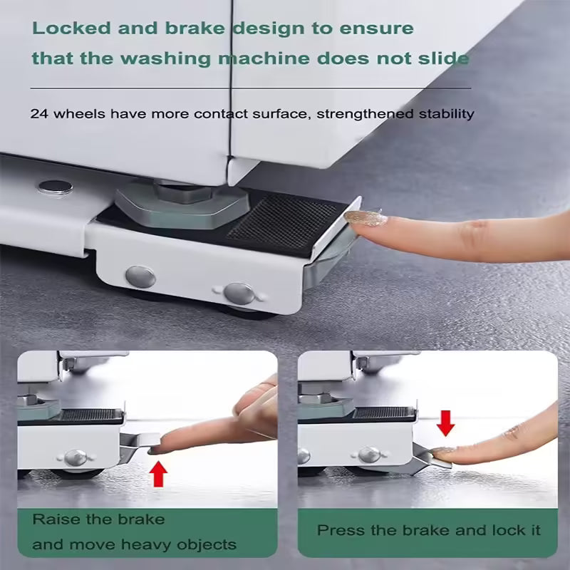 Mobile Washing Machine Stand with Wheels - Adjustable Roller Bracket for Easy Movement | Bathroom & Kitchen Home Appliance Accessory