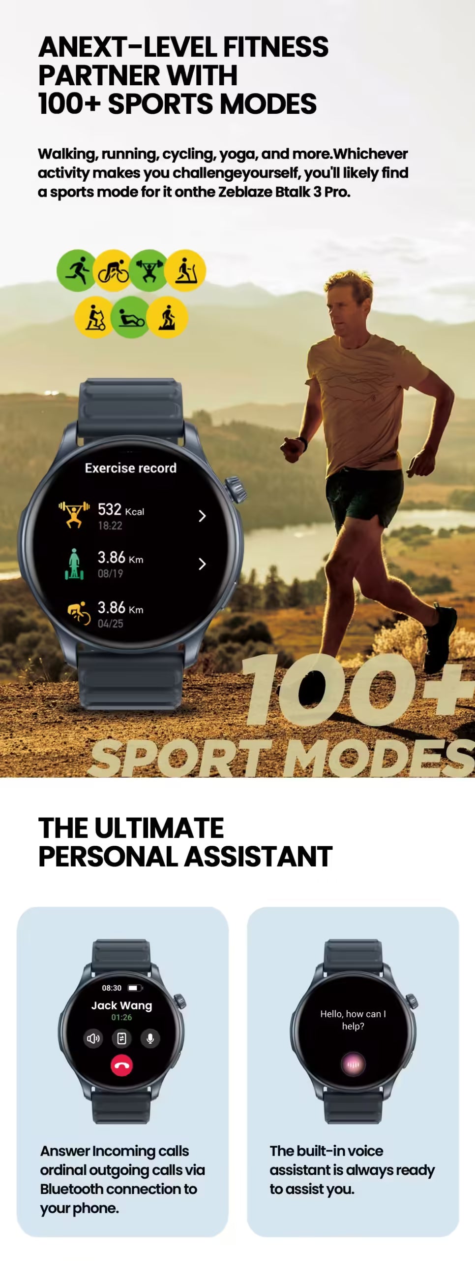 [World Premiere] Zeblaze Btalk 3 Pro Smart Watch - AMOLED Display, Hi-Fi Bluetooth Calls, Health & Fitness Tracking - Stylish & Functional