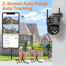 Caméra IP WiFi PTZ 4K 8MP à double objectif et double écran - Surveillance extérieure avec vidéosurveillance HD 4MP, suivi automatique et protection renforcée | Compatible iCSee 