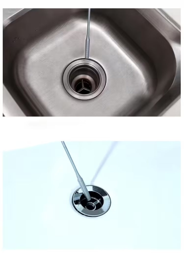 Déboucheur de canalisations à ressort - Outil de nettoyage des canalisations de cuisine et de salle de bain pour l'élimination des résidus alimentaires et la prévention des bouchons