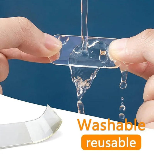 Ruban adhésif transparent double face réutilisable