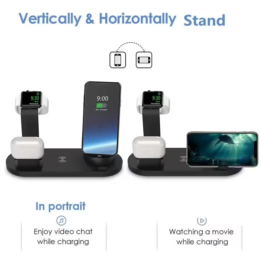 30W 7-in-1 Wireless Charger Stand Pad Fast Charging Dock Station for iPhone 14/13/12 Pro Max, Apple Watch, AirPods Pro, iWatch 8/7