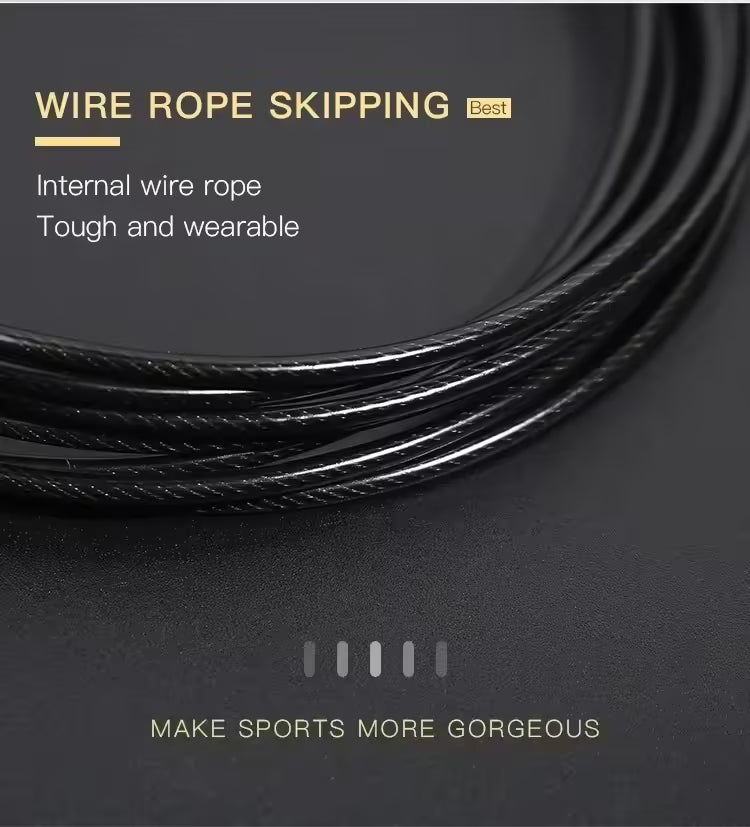 Corde à sauter rapide avec roulements à billes pivotants à 360° | Corde en acier gainé réglable pour le fitness, la boxe et la corde à sauter