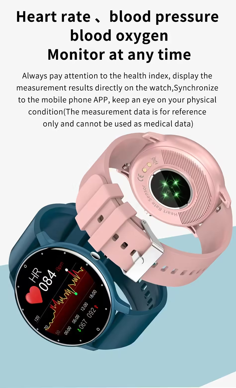Nouvelle montre connectée pour hommes et femmes - Suivi d'activité en temps réel, moniteur de fréquence cardiaque, montre de sport pour Android et iOS
