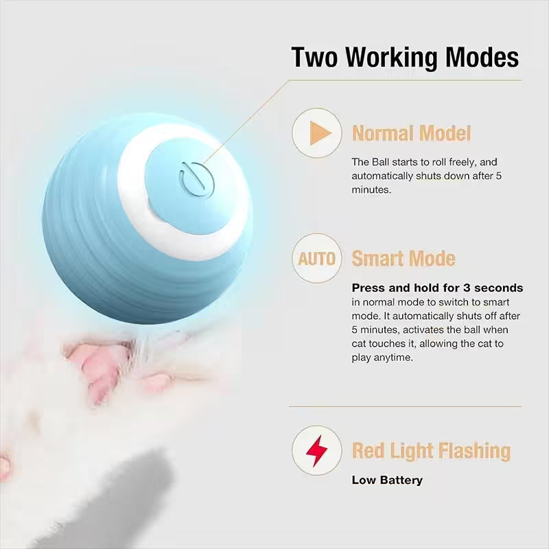 1PC Pet Gravity Intelligent Rolling Ball Cat Toy Self-Charging Teaser Ball for Boredom Relief & Kitten Play