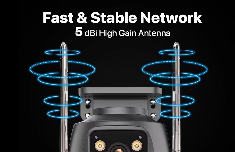 Caméra IP WiFi PTZ 4K 8MP à double objectif et double écran - Surveillance extérieure avec vidéosurveillance HD 4MP, suivi automatique et protection renforcée | Compatible iCSee 